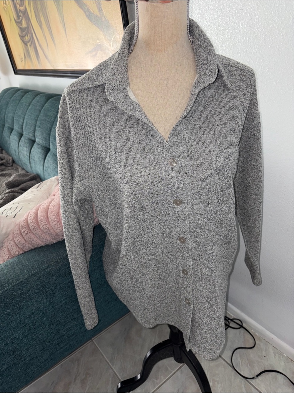 Women’s Honors Small Gray Collared Button Down Long Sleeve Shirt
